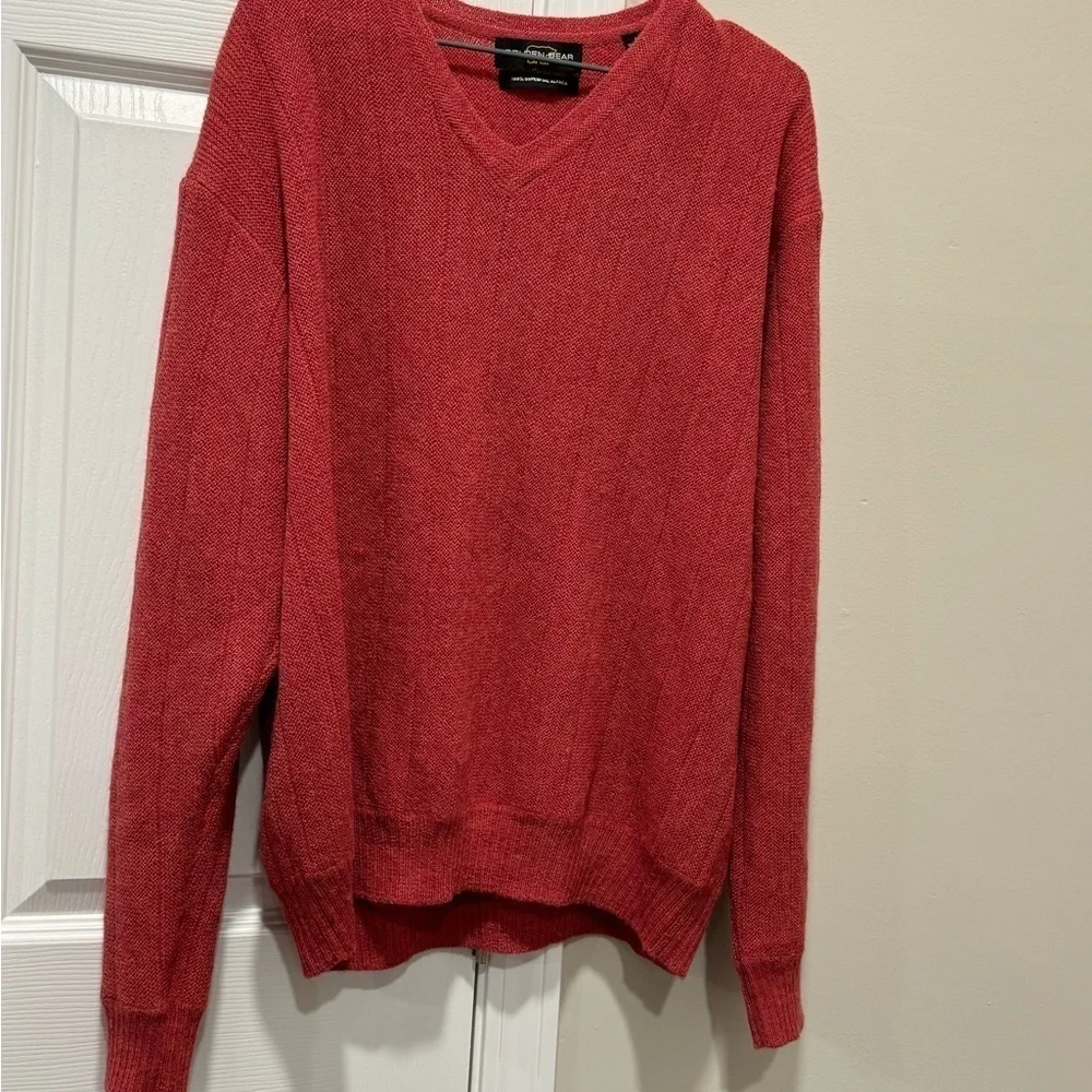 Golden Bear Mens Sz L 100% Superfine Alpaca Vneck Sweater